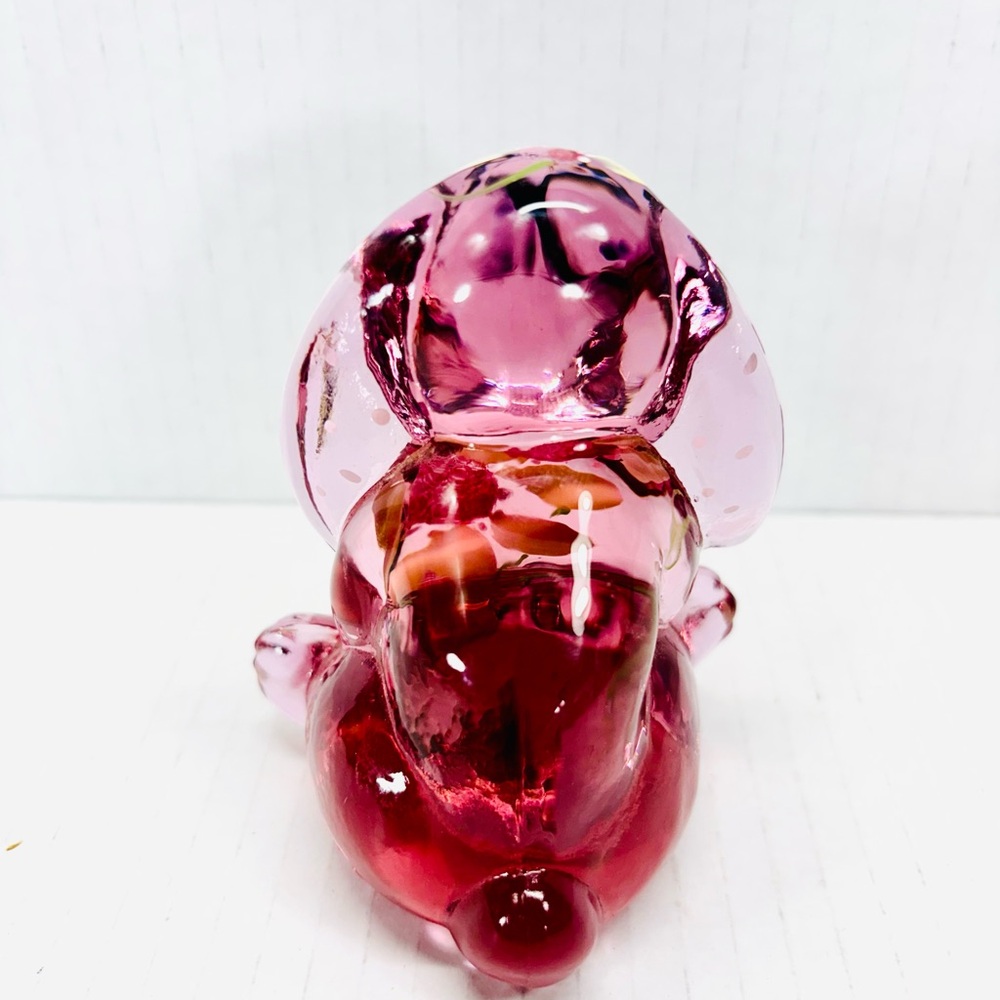 Fenton Light Rose Art Glass Lop Eared Bunny Rabbit Signed P. Lauderman - Picture 3 of 6